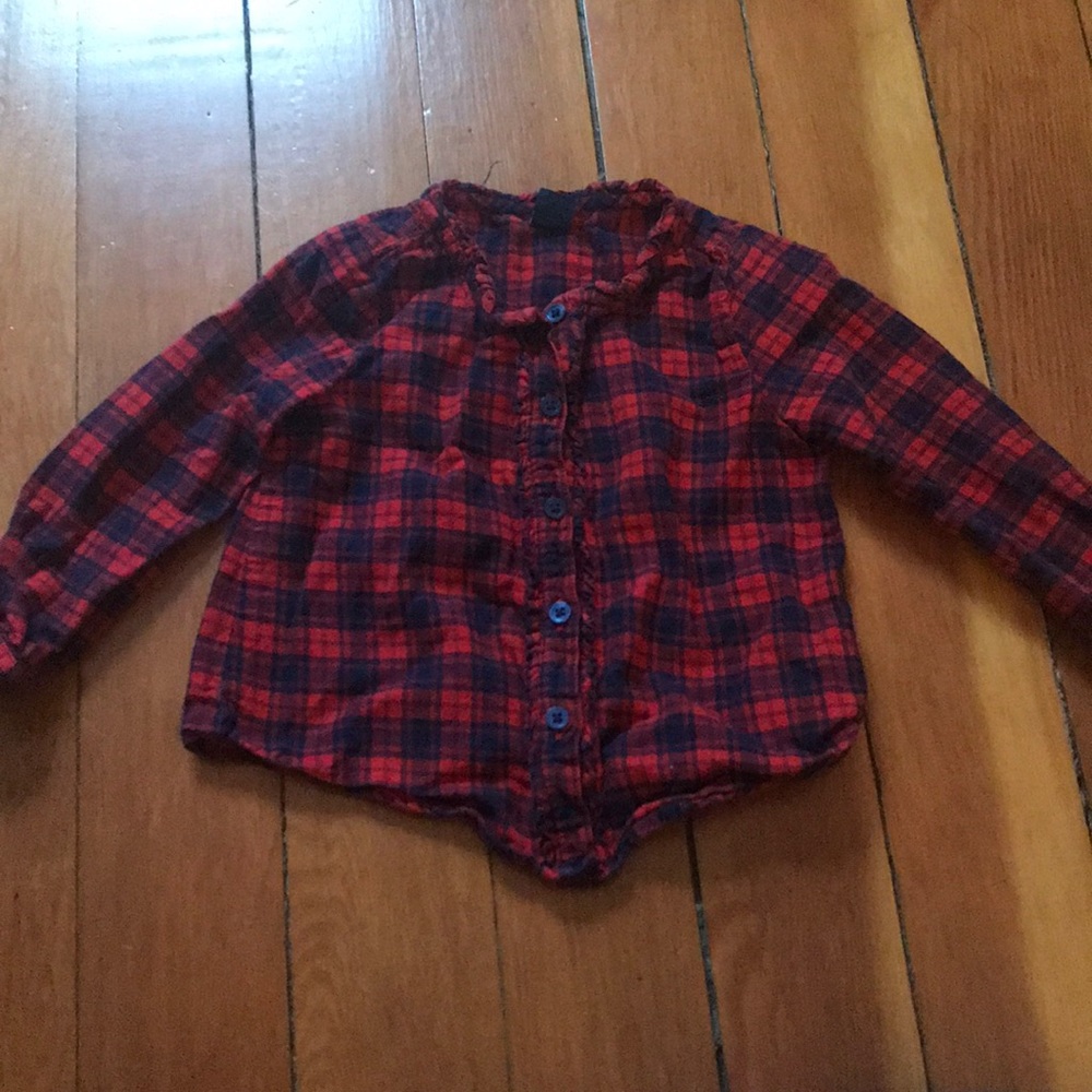 Red and navy plaid with ruffle